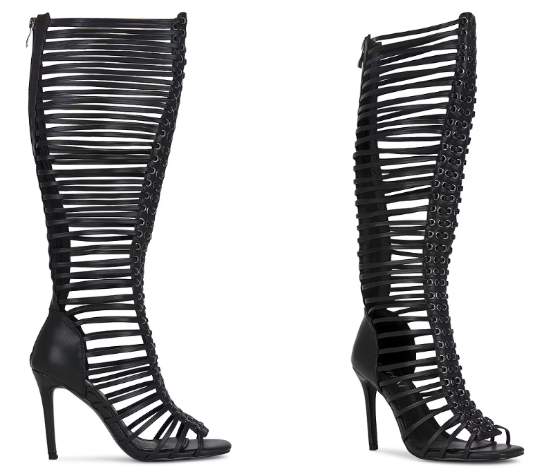Women Black Caged Strappy Stil - Sandal Strappy Heeled ulasan dan harga
