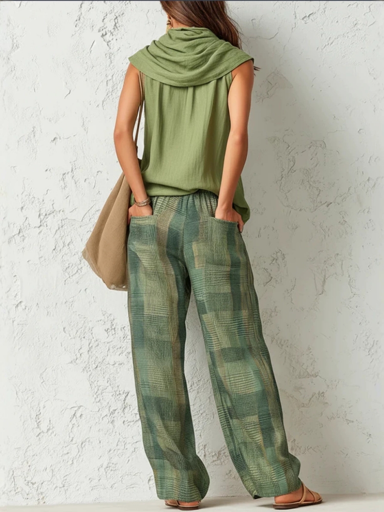New Summer Women Pants 2 Piece - Linen Pant Wide ulasan dan harga