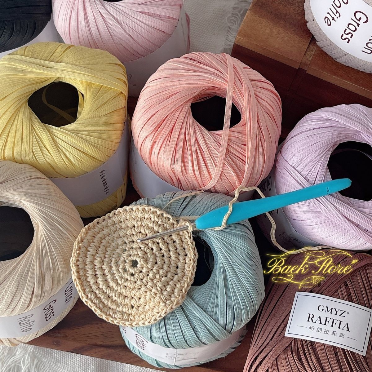 102M/roll Multicolor Raffia Ya - Crochet Bag Raffia ulasan dan harga