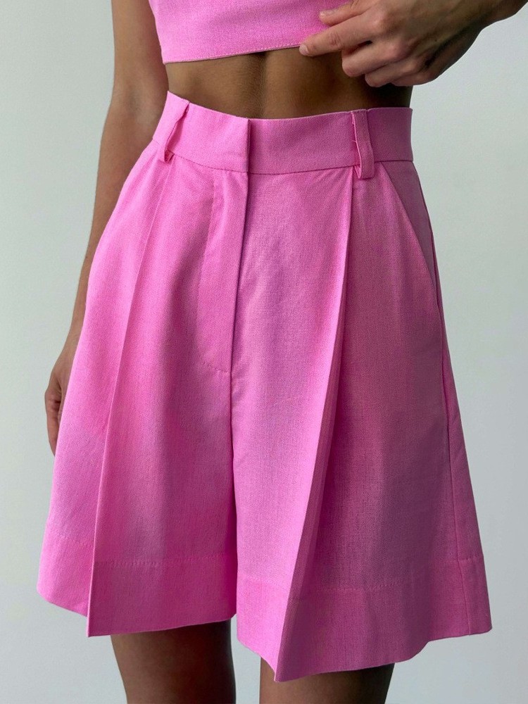 Casual Linen Wide Leg Shorts L - Linen Pant Wide ulasan dan harga
