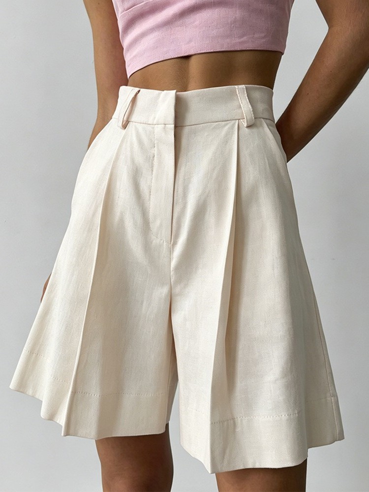 Casual Linen Wide Leg Shorts L - Linen Pant Wide ulasan dan harga